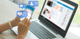 A computer with Social Media for business