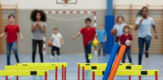 Sporting equipment, scoreboards, cricket nets.